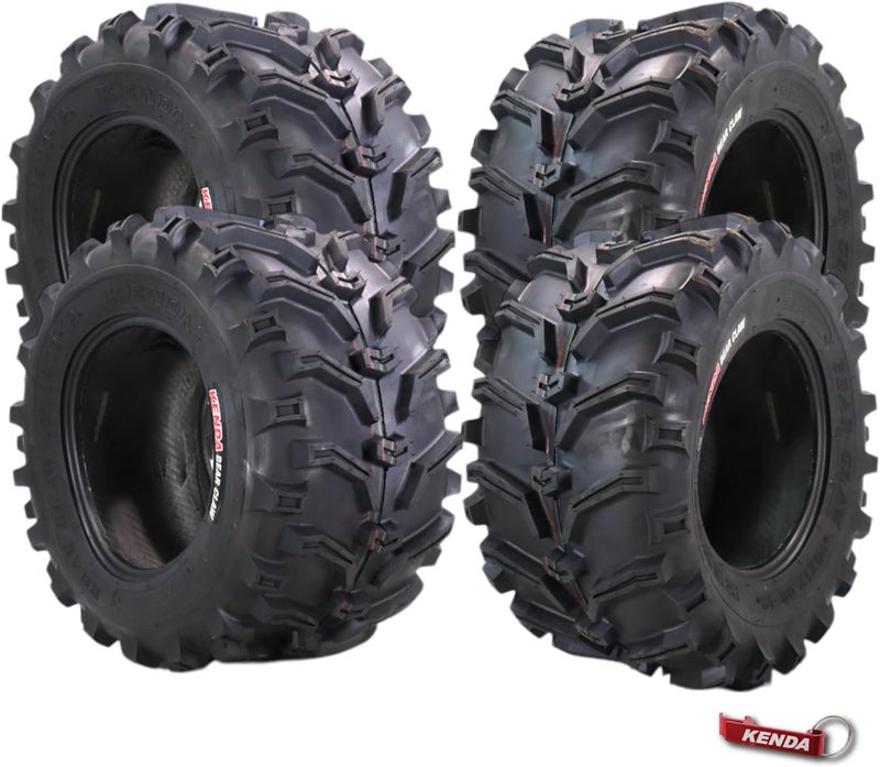 KENDA إطارات بيركلو K299-26x12-12 الأمامية أو الخلفية لجميع التضاريس (ATV)، UTV، والمركبات الجانبية (SxS) - 6 طبقات - بير كلوا 26x12x12 مع سلسلة مفاتيح (4-pack) - Image 1